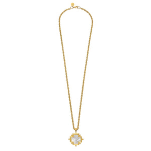 Long Mother of Pearl Cross Necklace