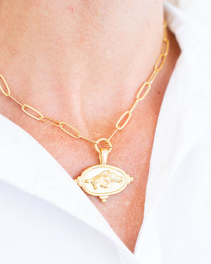Wild Boar Intaglio Paperclip Necklace