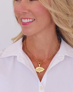 Wild Boar Intaglio Paperclip Necklace