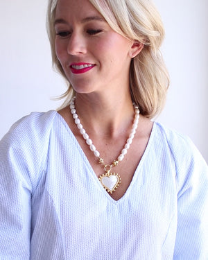 Mother of Pearl Heart Pearl Necklace