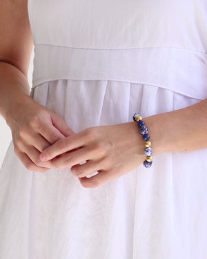 Blue & White Lapis Gold Bracelet