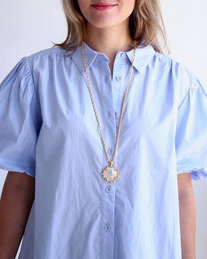 Long Mother of Pearl Cross Necklace