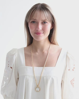 Sophie Long Engraved Bee Necklace