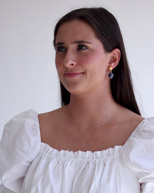 Blue & White Margaret Drop Earrings