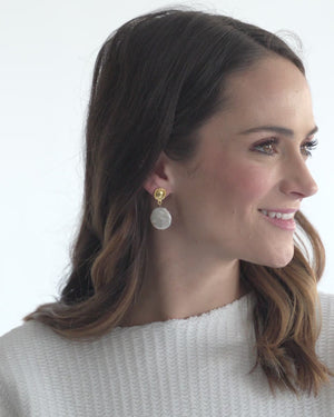 Large Coin Pearl Drop Earrings