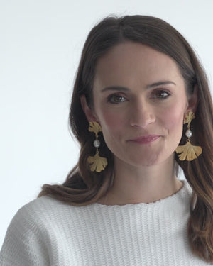 Pearl Ginkgo Earrings