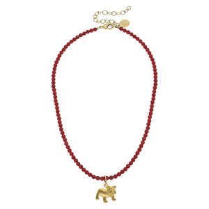 Alys Bulldog Red Coral Necklace