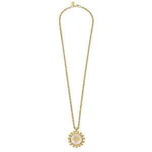 Long Mother of Pearl Jerusalem Cross Necklace