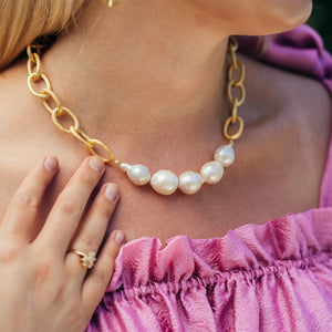 Baroque Pearl Chain Necklace