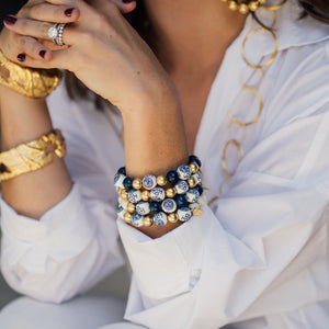 Blue & White Lapis Stretch Bracelet