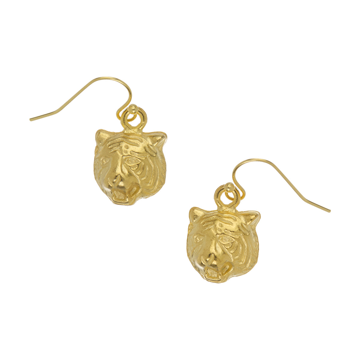 Mini Tiger Head Drop Earrings