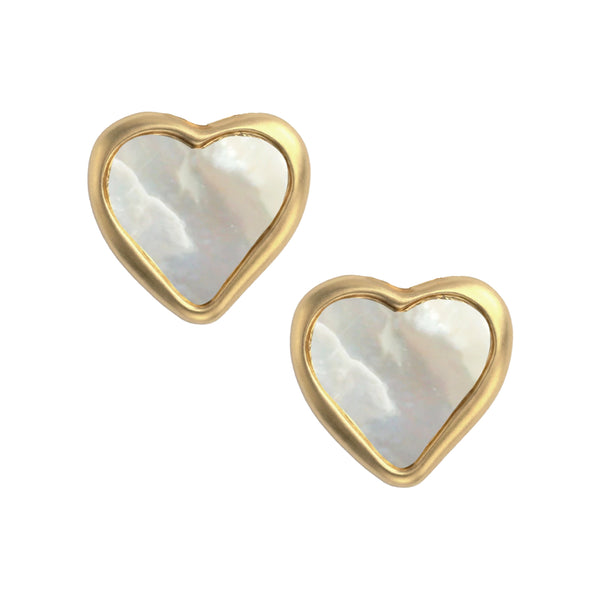 Small Mother of Pearl Heart Studs