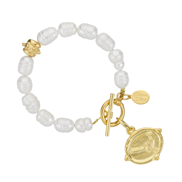 Pheasant Pearl Toggle Bracelet