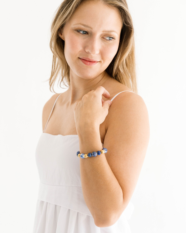Blue & White Lapis Gold Bracelet