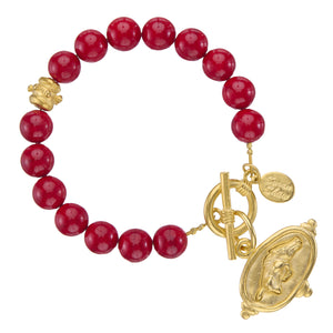 Wild Boar Red Coral Bracelet