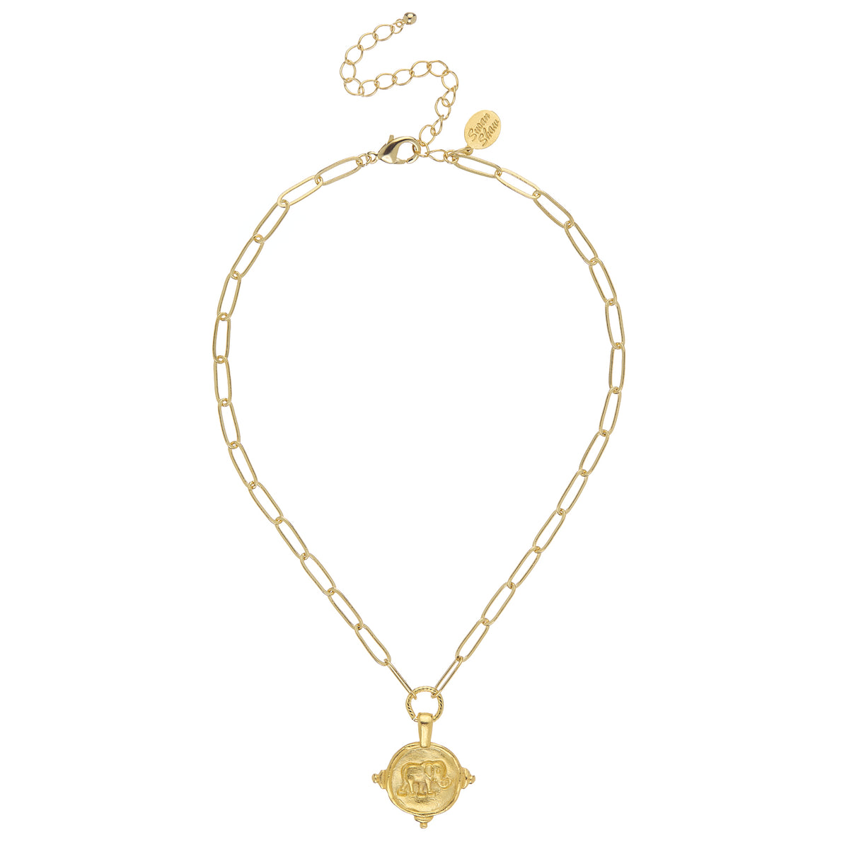 Elephant Intaglio Paperclip Necklace