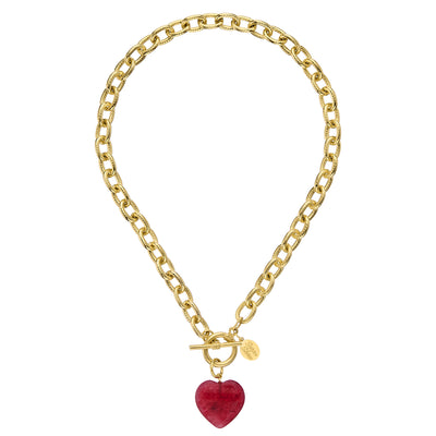 Stone Heart Toggle Necklace