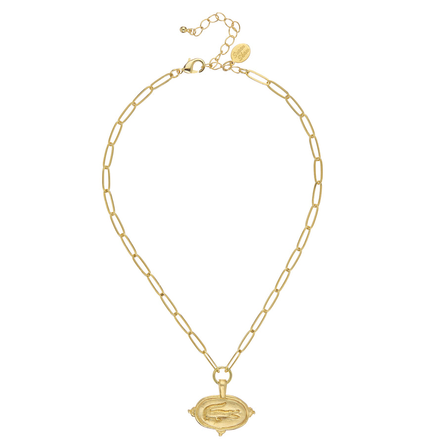 Alligator Intaglio Paperclip Necklace