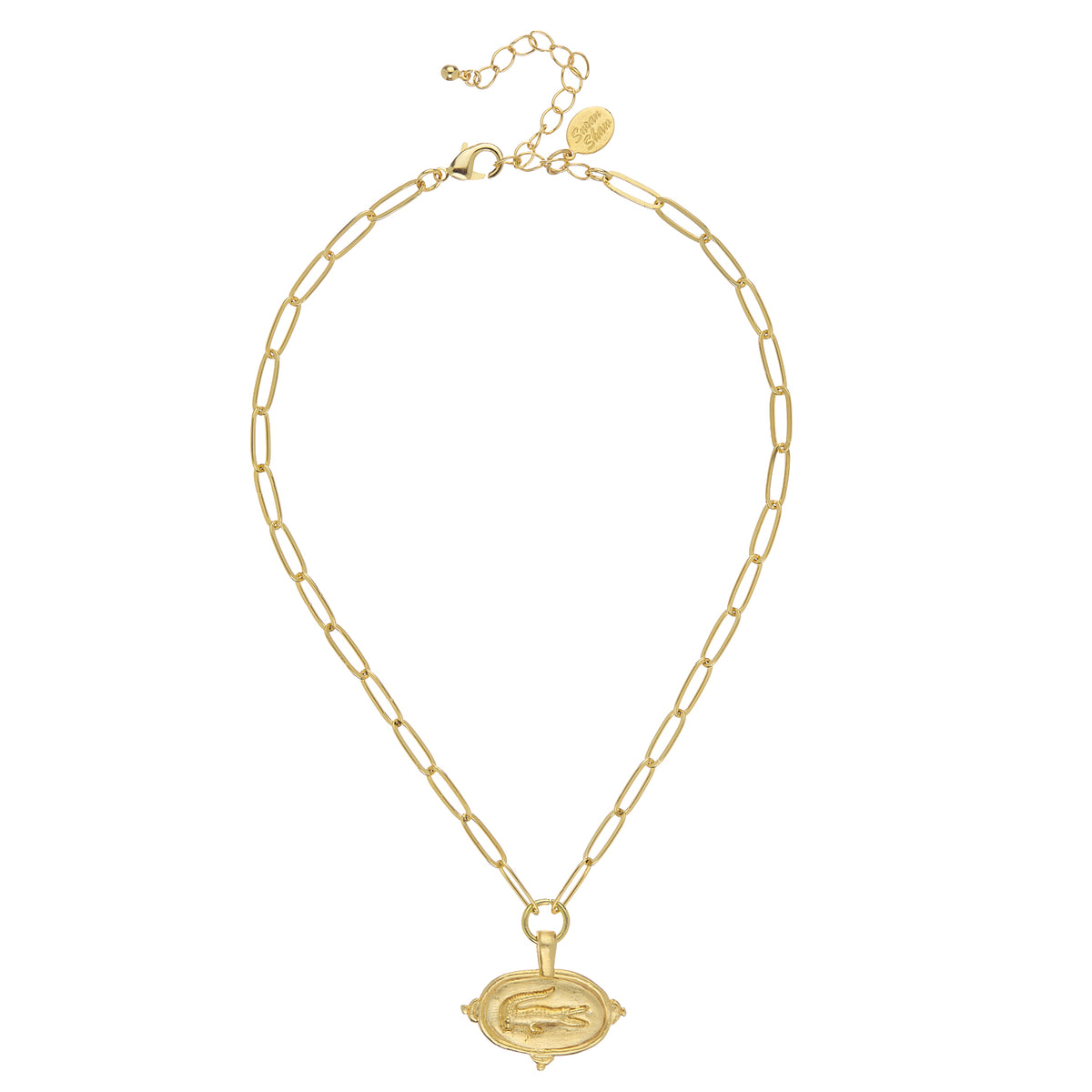Alligator Intaglio Paperclip Necklace