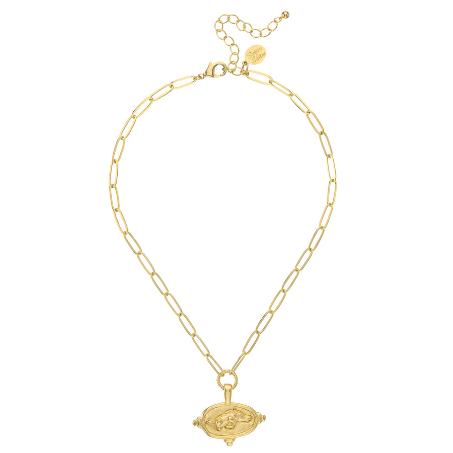 Wild Boar Intaglio Paperclip Necklace