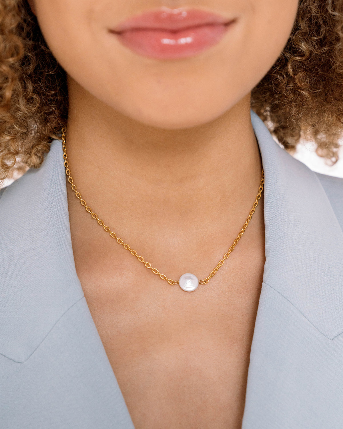 18K Gold Dipped Dainty Pearl Charm Necklace | Altar'd State