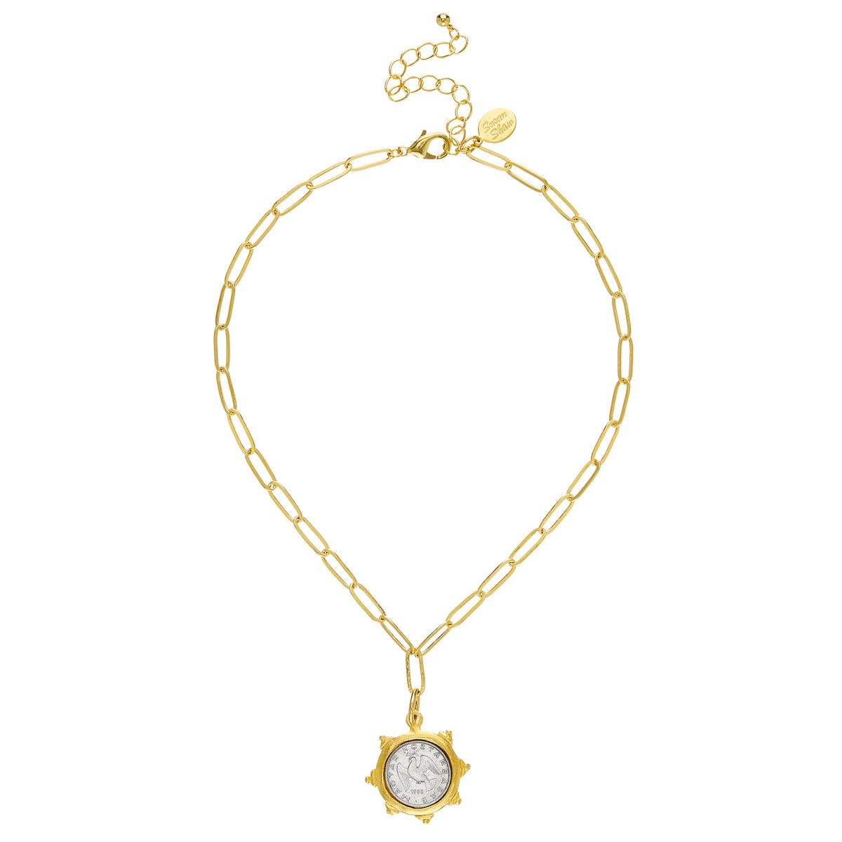 Dove Coin Paperclip Necklace