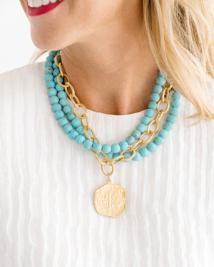 Multi Strand Turquoise + Coin Necklace