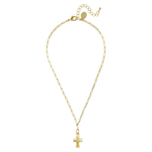Small Cross Paperclip Necklace