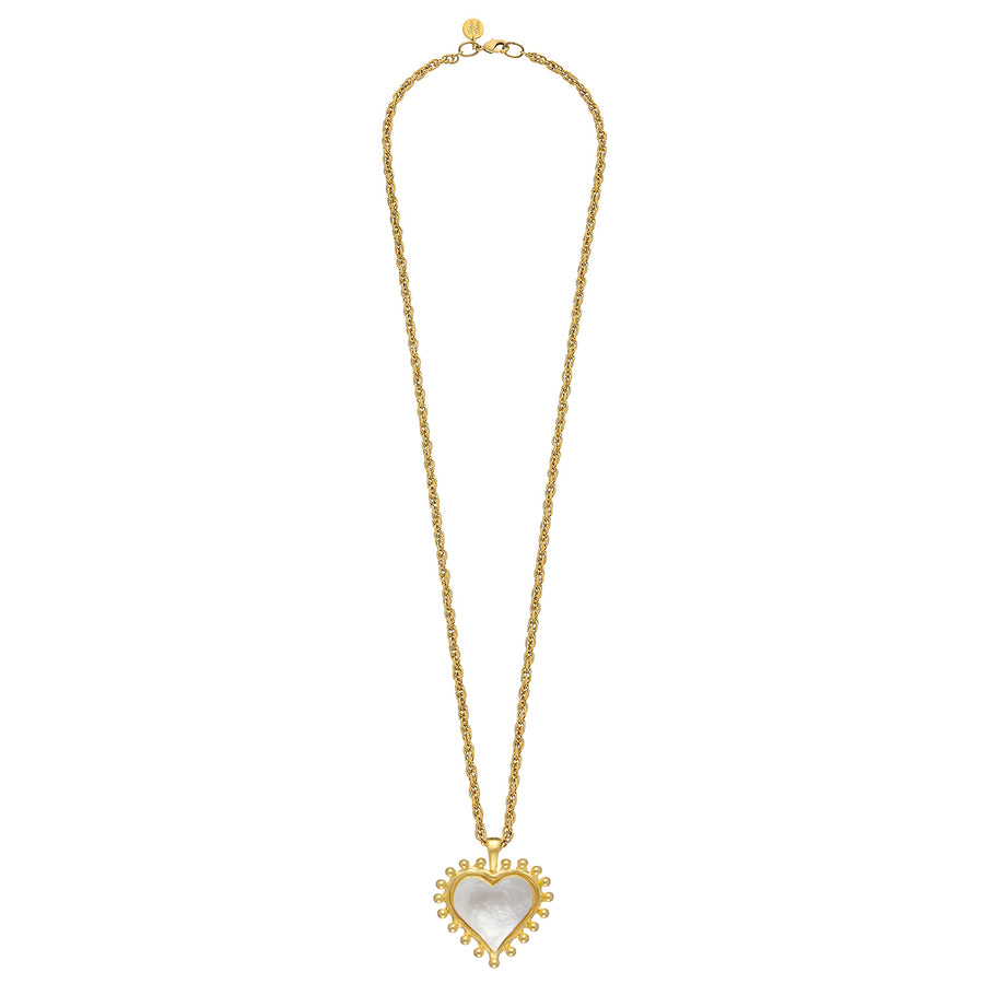 Long Mother of Pearl Heart Necklace