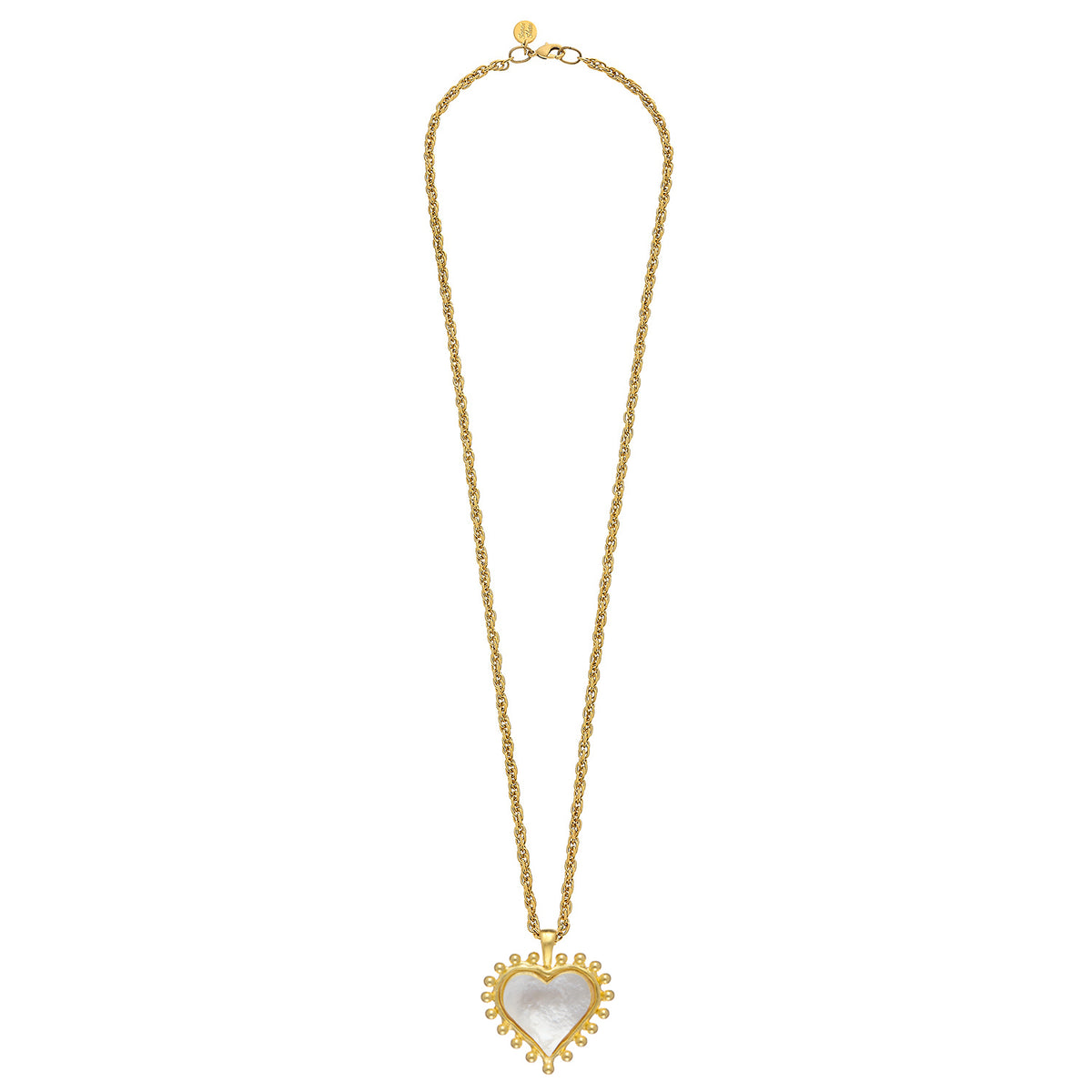 Long Mother of Pearl Heart Necklace