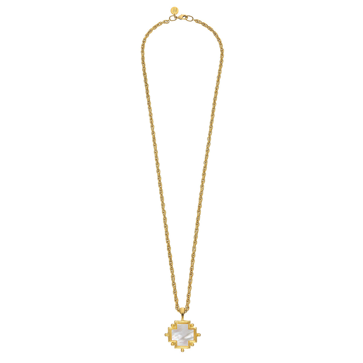 Long Mother of Pearl Cross Necklace