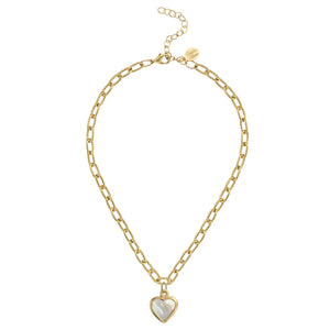 Small Mother of Pearl Heart Jane Necklace