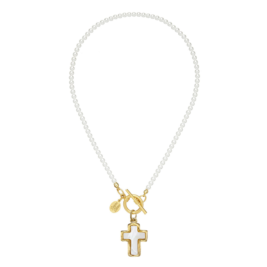 Small Mother of Pearl Cross Katie Necklace