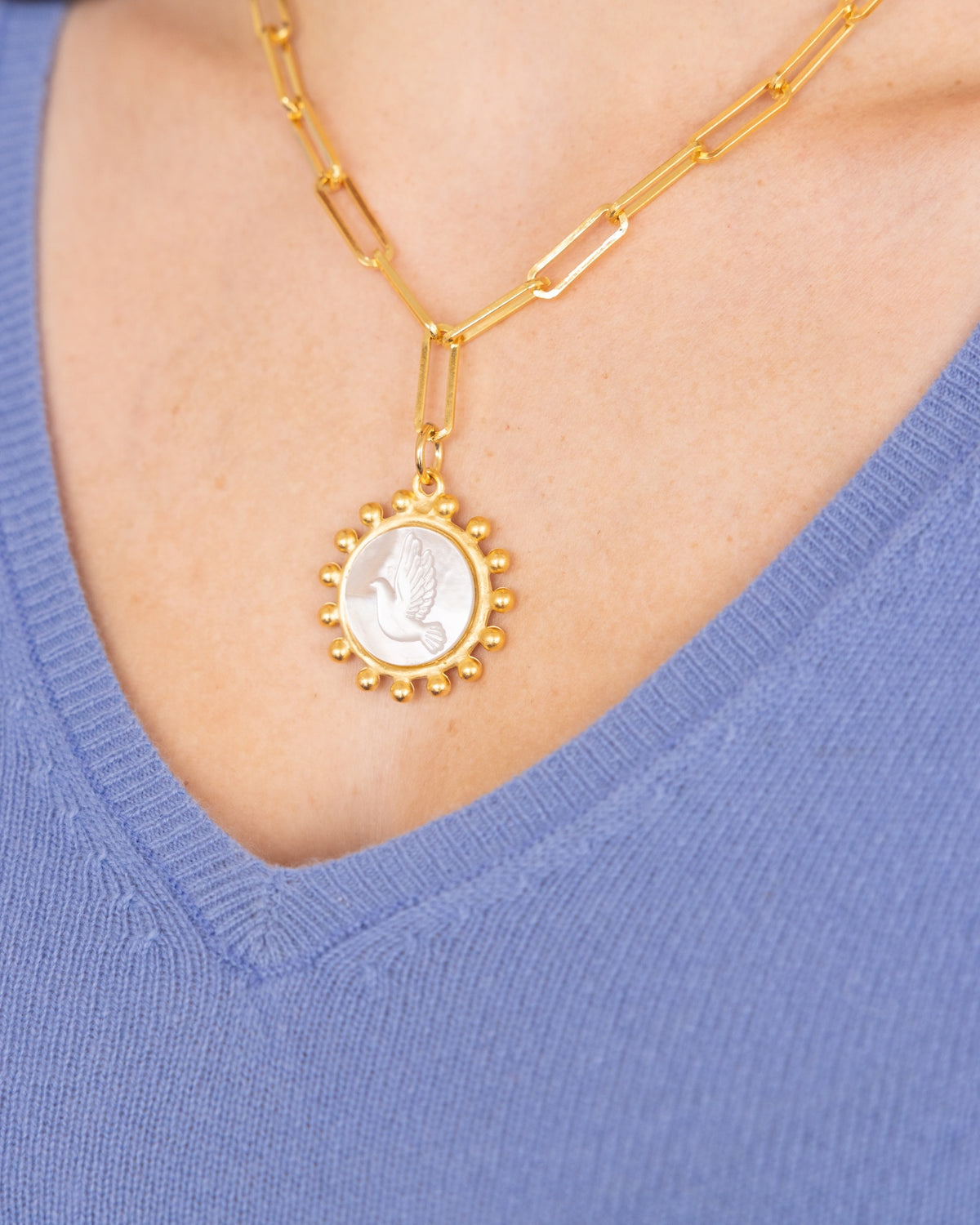 Emily Engraved Dove Necklace