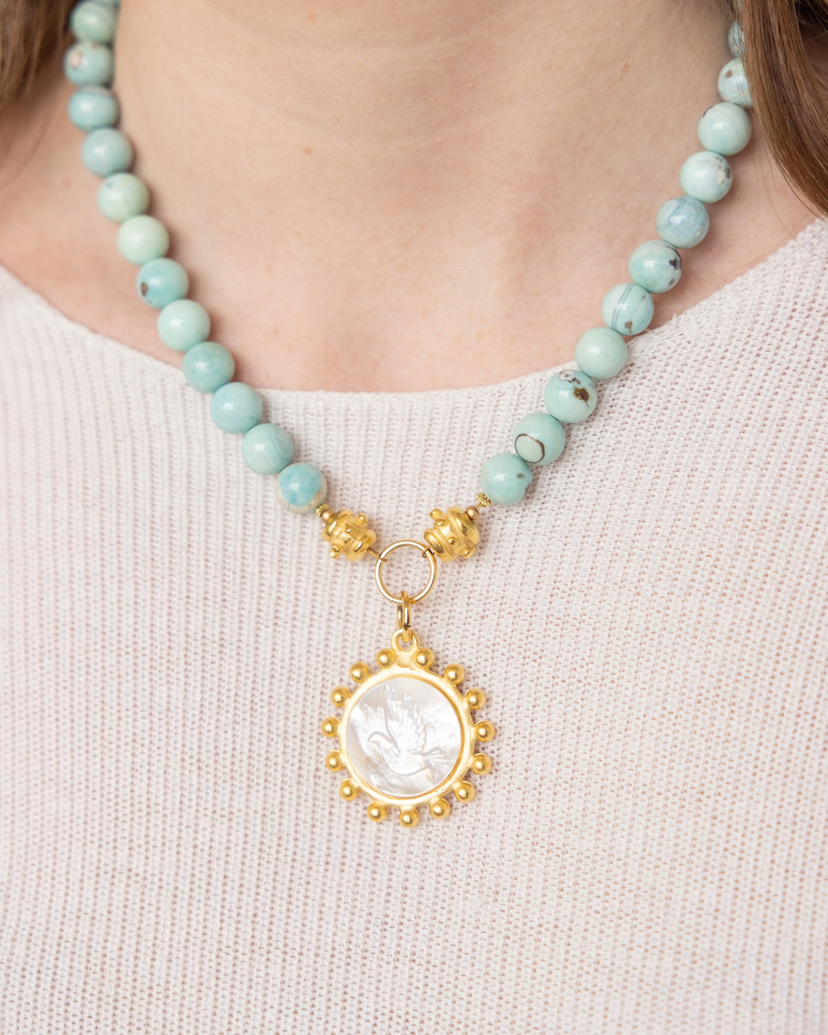 Erin Engraved Dove Agate Necklace