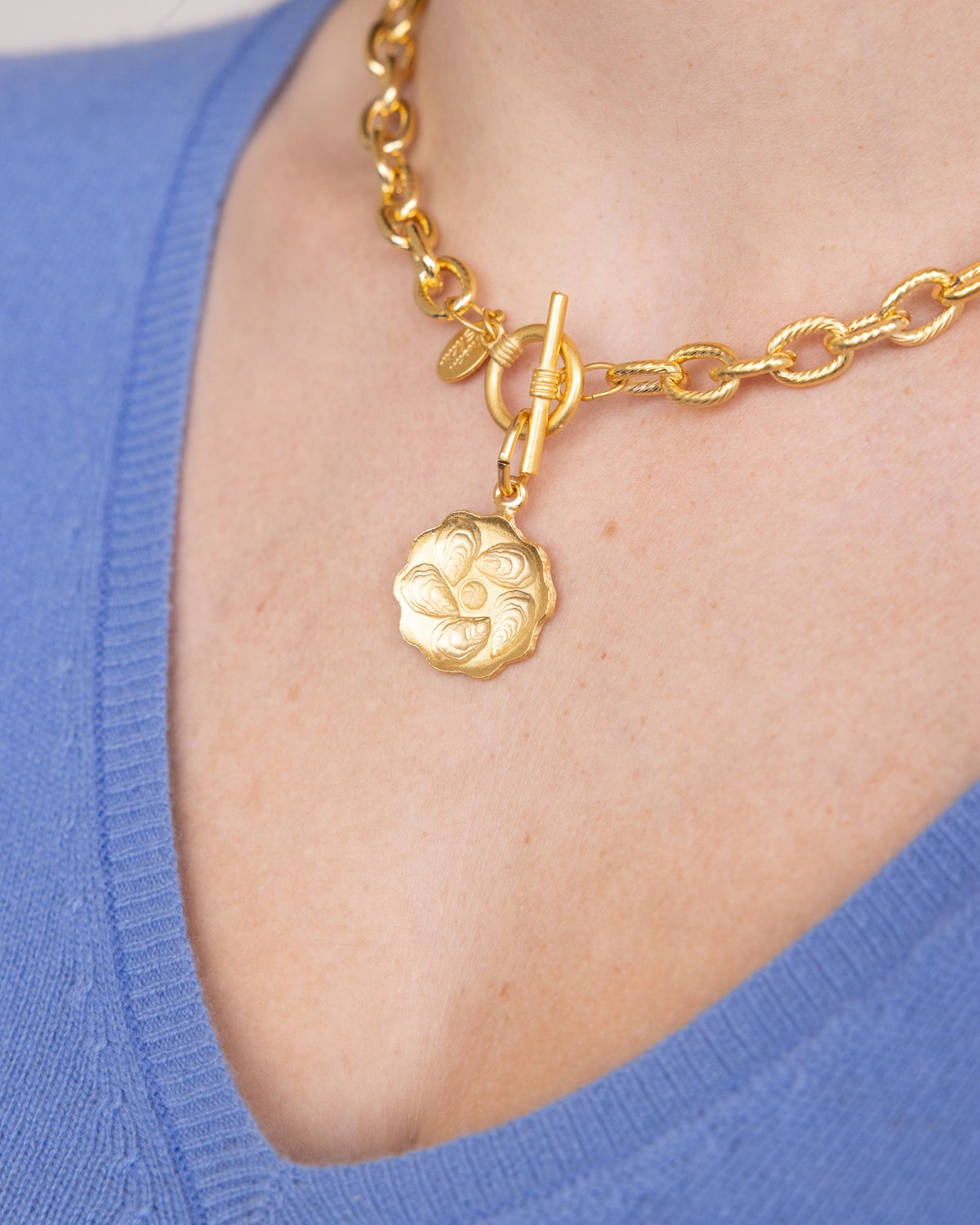 Oyster Plate Toggle Necklace