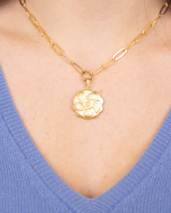 Oyster Plate Paperclip Necklace