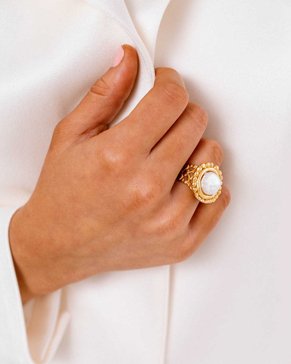 Coin hot sale pearl ring