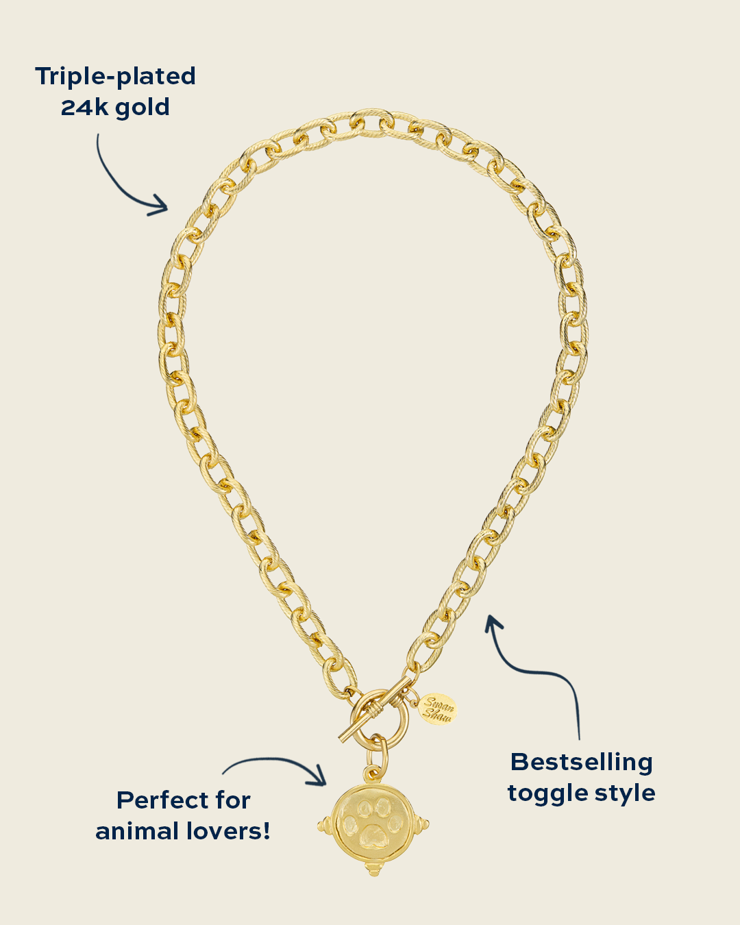 Paw Print Toggle Necklace