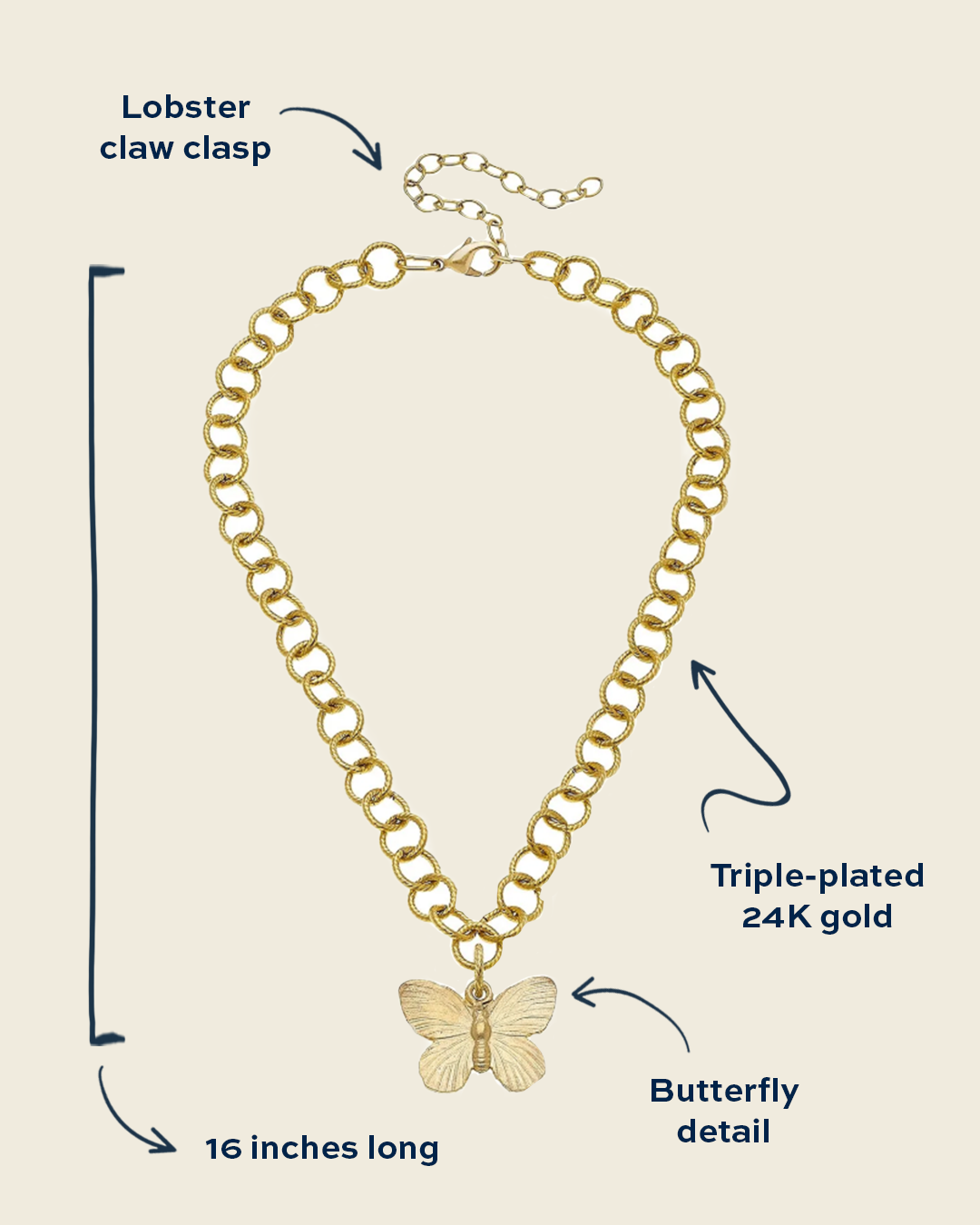 Butterfly Pendant Chain Necklace