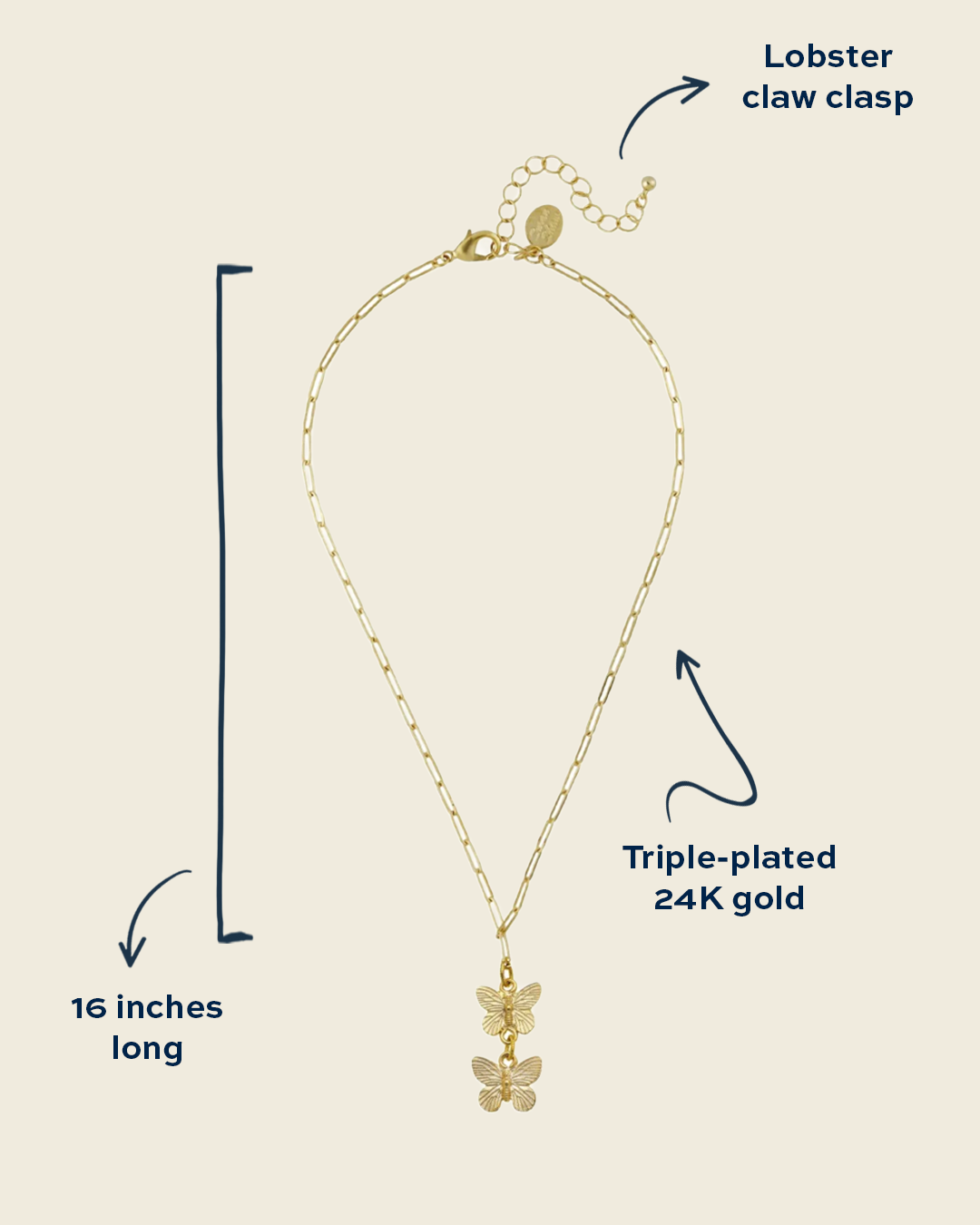 Hannah Butterfly Paperclip Necklace