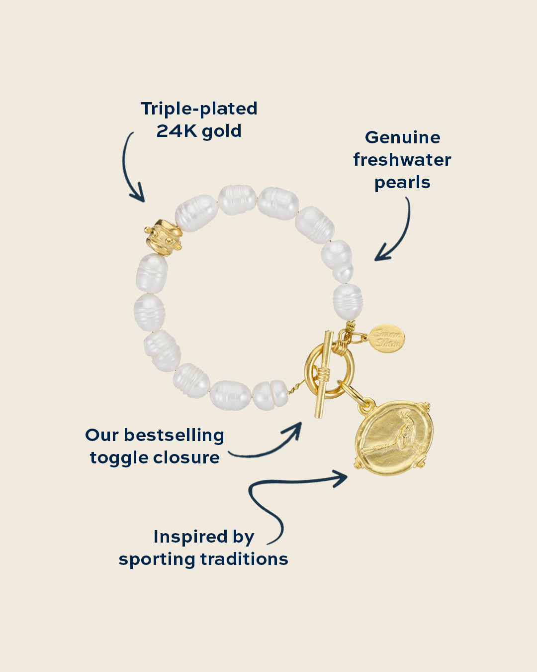 Pheasant Pearl Toggle Bracelet