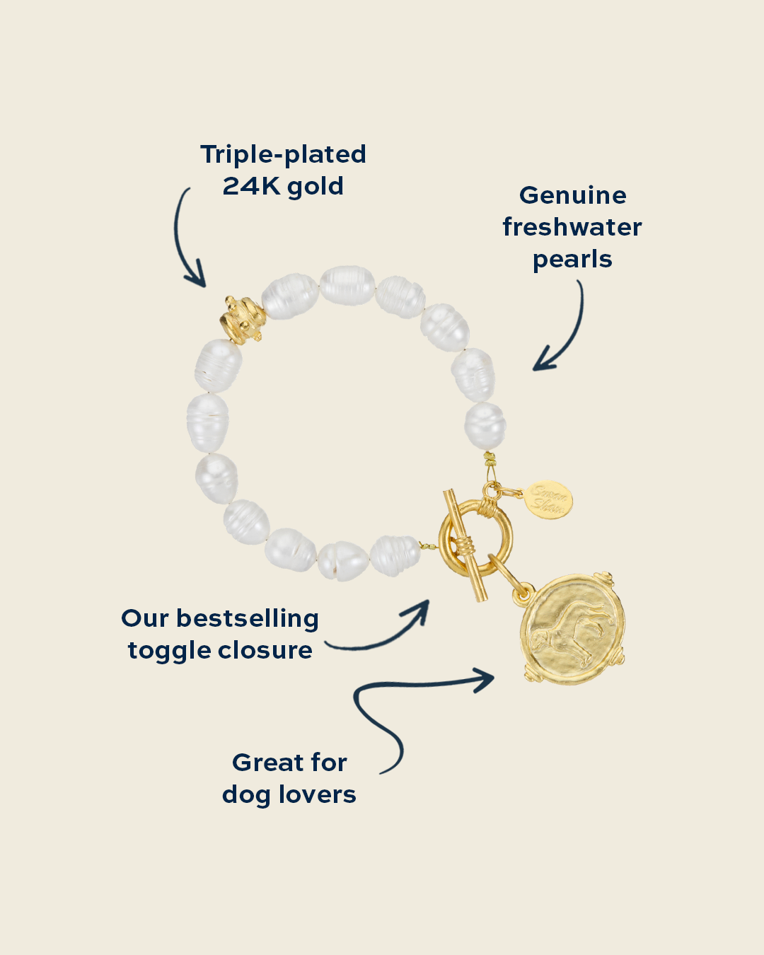 Retriever Pearl Toggle Bracelet