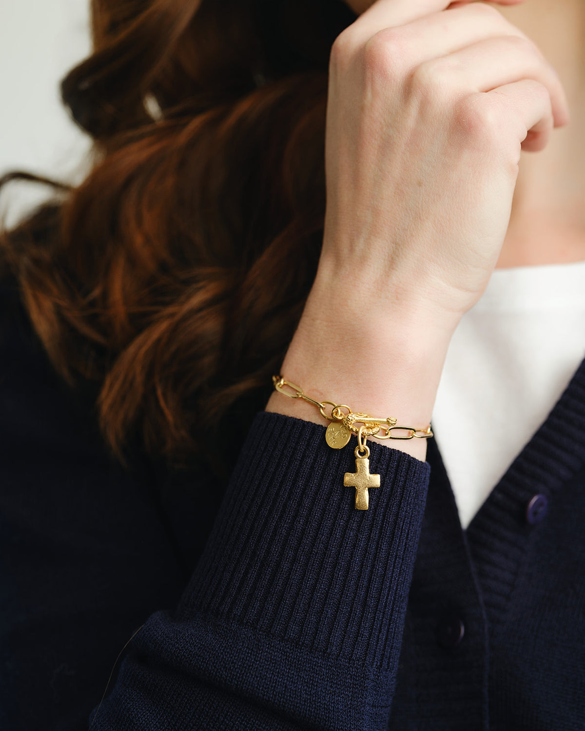 Small Cross Paperclip Bracelet