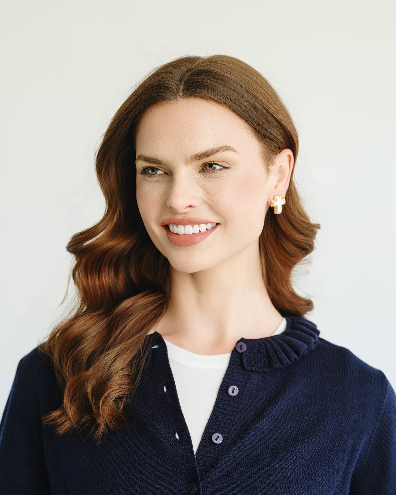 Small Mother of Pearl Cross Studs