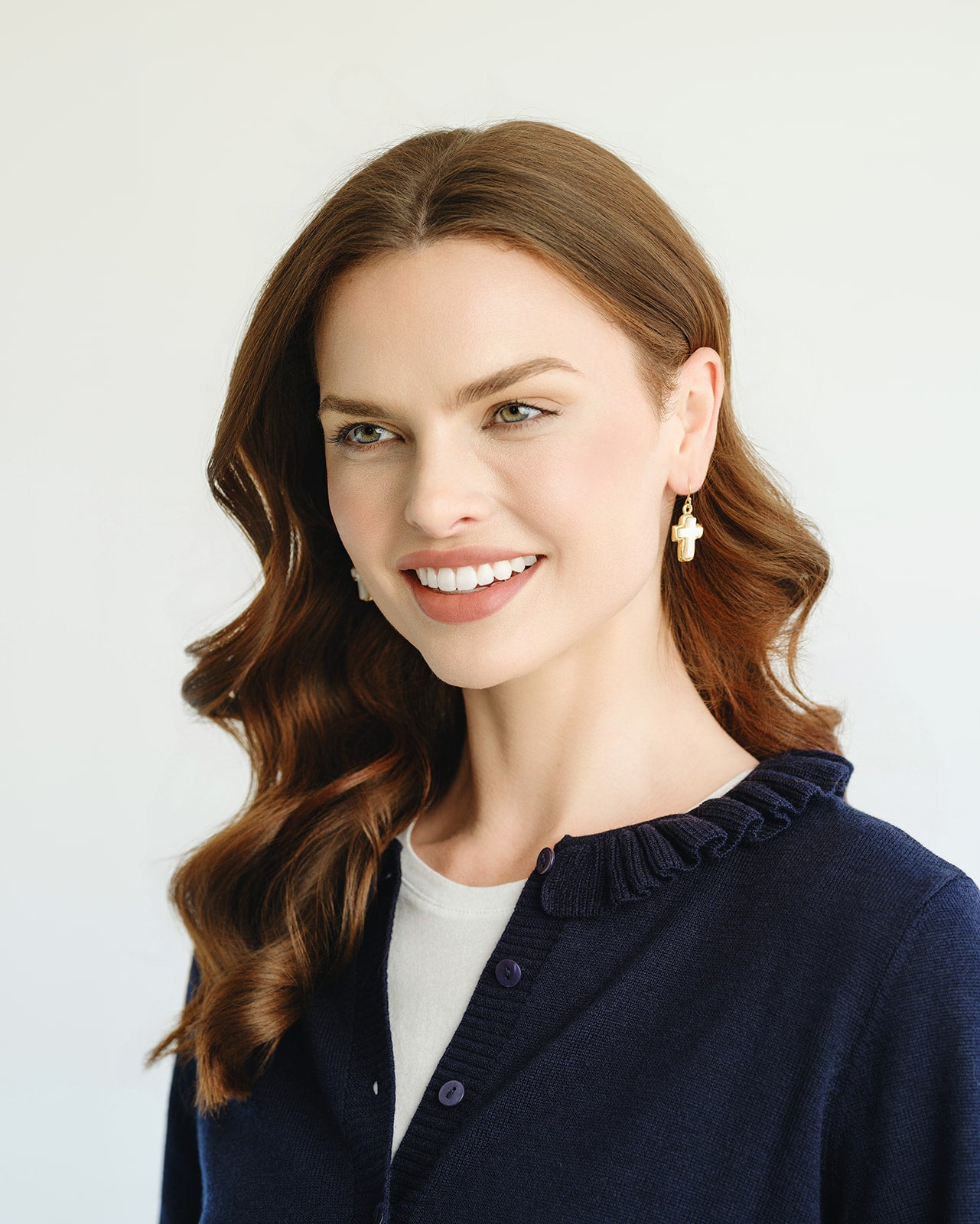 Small Mother of Pearl Cross Earrings