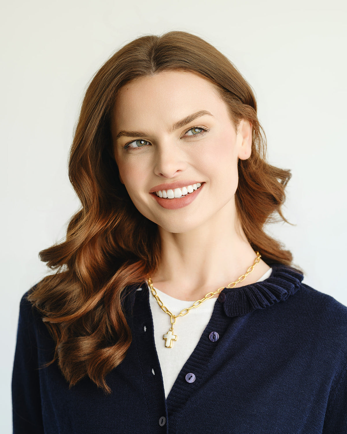 Small Mother of Pearl Cross Jane Necklace