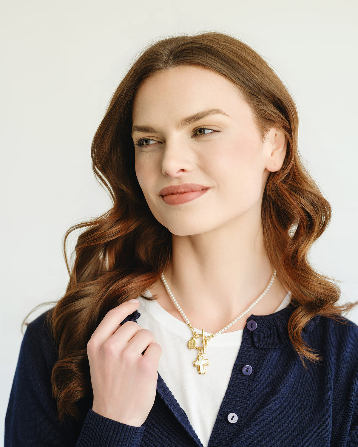 Small Mother of Pearl Cross Katie Necklace