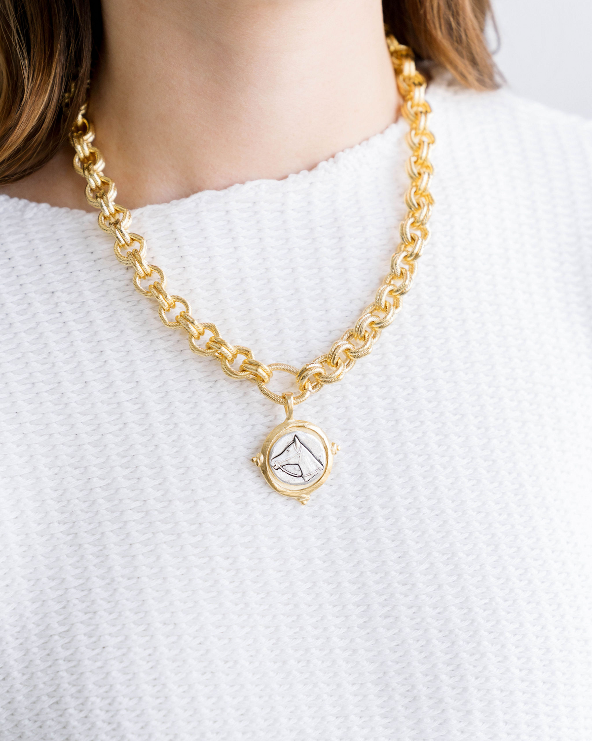 Mixed Metal Horse Head Necklace