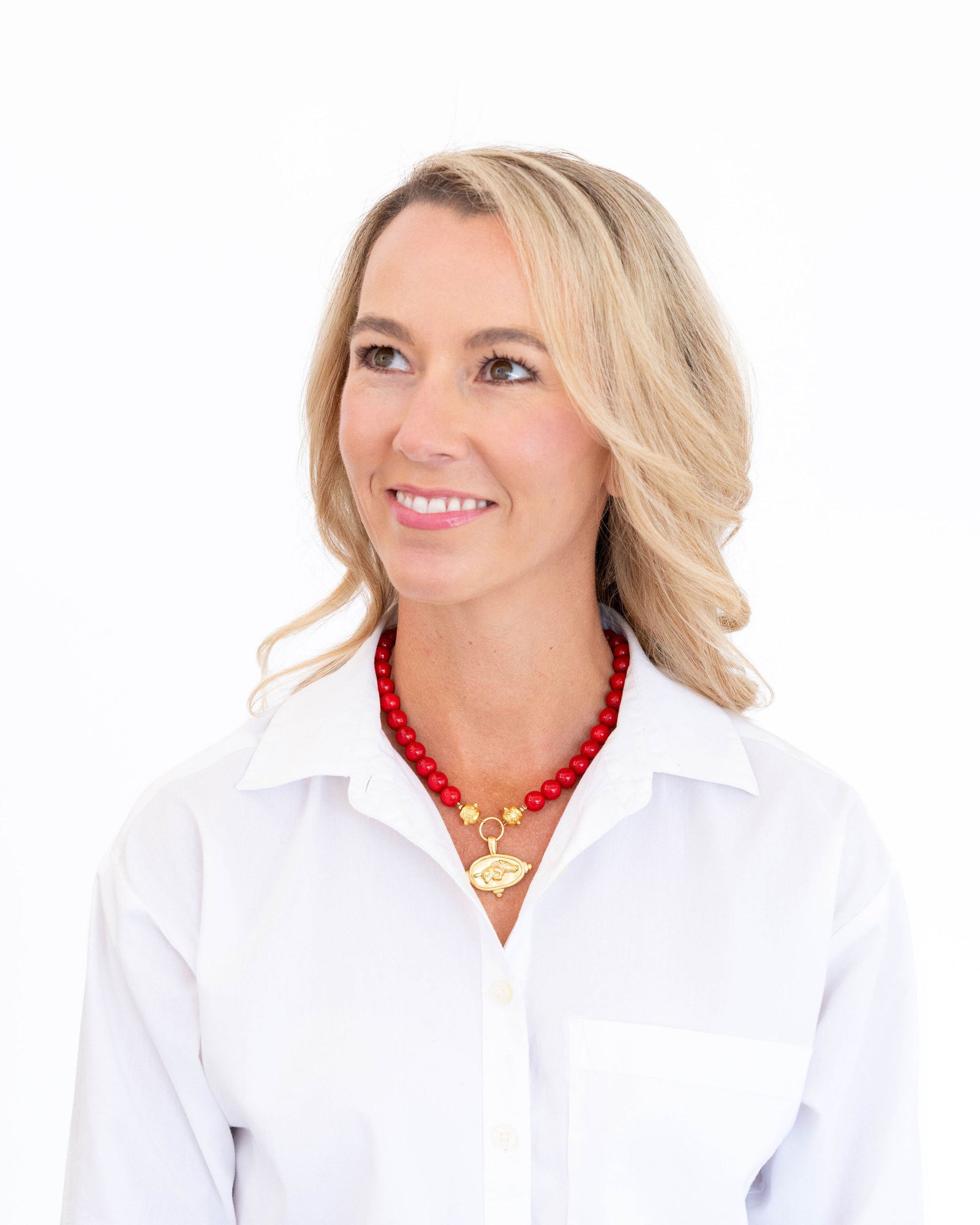 Wild Boar Intaglio Red Coral Necklace